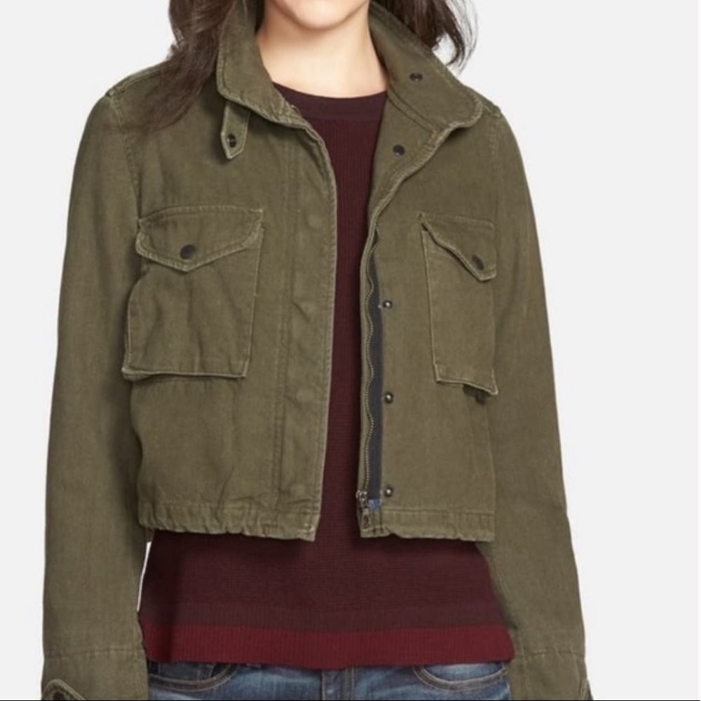Rag & Bone Military Fatigue Green Crop Jacket
